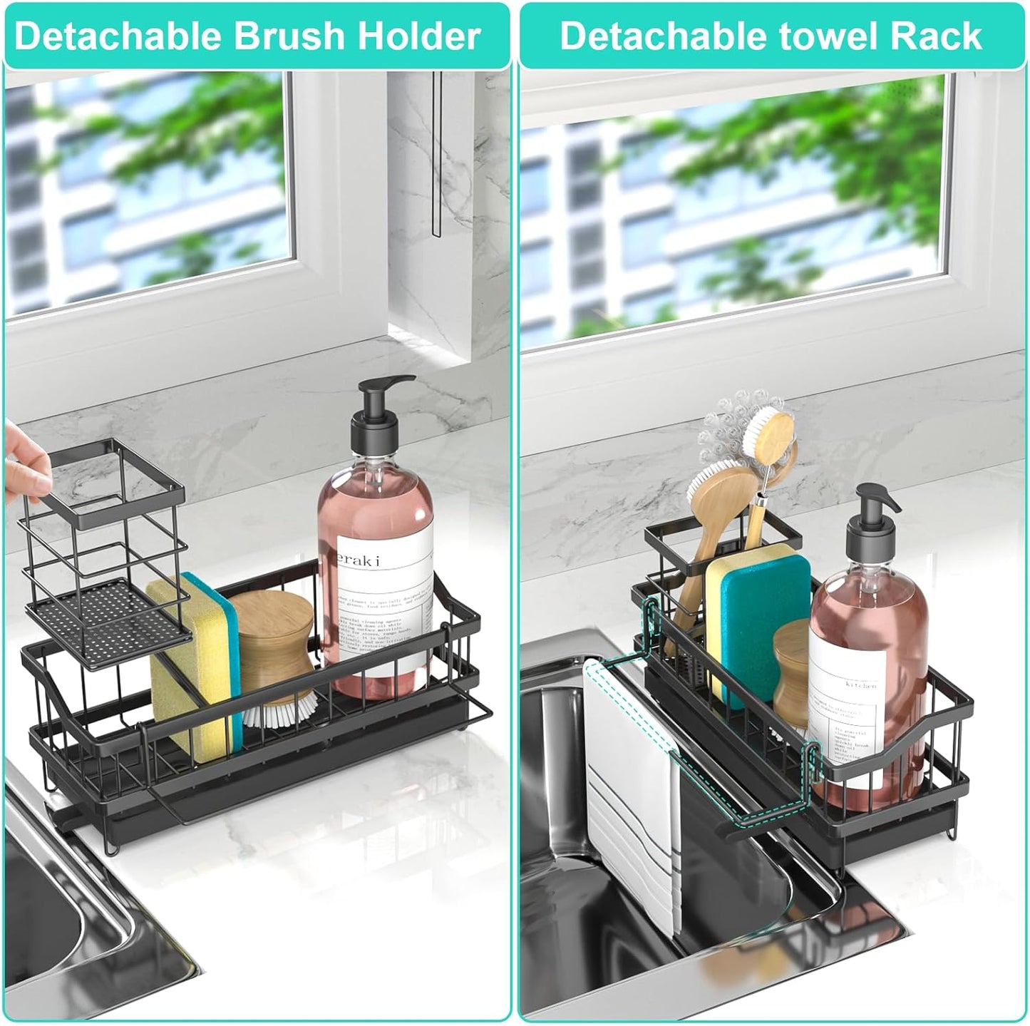 Sponge Holder for Kitchen Sink - Countertop Rustproof Stainless Steel, Kitchen Gadgets Accessories, Sink Caddy