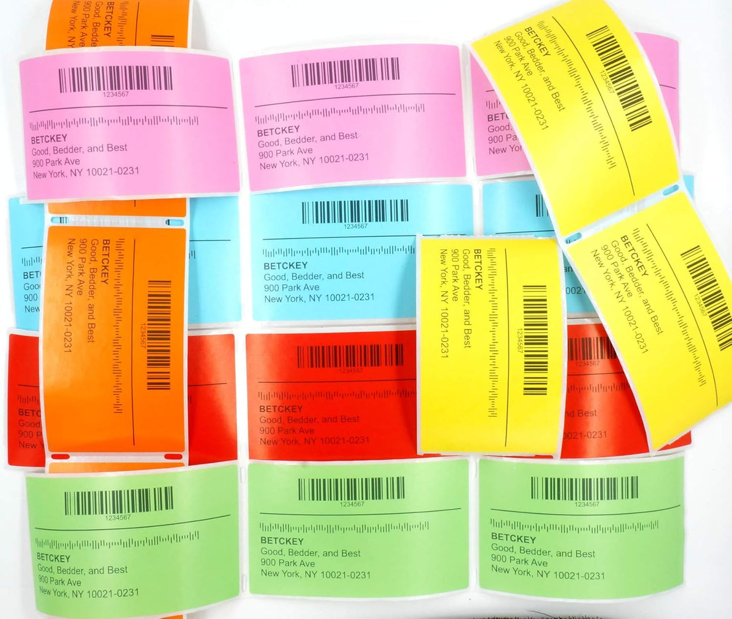 BETCKEY - 4" x 1" Multipurpose Labels Compatible with Zebra & Rollo Label Printer,Premium Adhesive & Perforated[Orange, 6 Rolls, 8250 Labels]