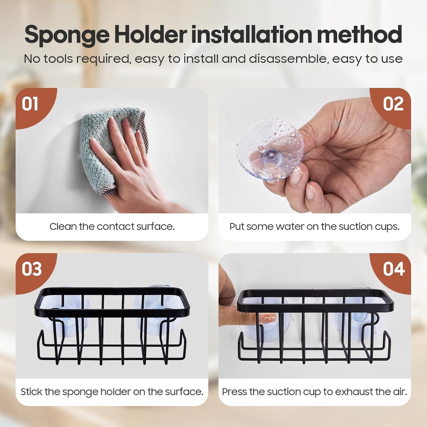 Kitchen Soap Dispenser Set with Instant Dry Tray & Sponge Holder,16 Oz Hand and Dish Soap Black Glass Dispenser Set,Stainless Steel Pump,Waterproof Labels,Luxury Soap Bottle for Bathroom