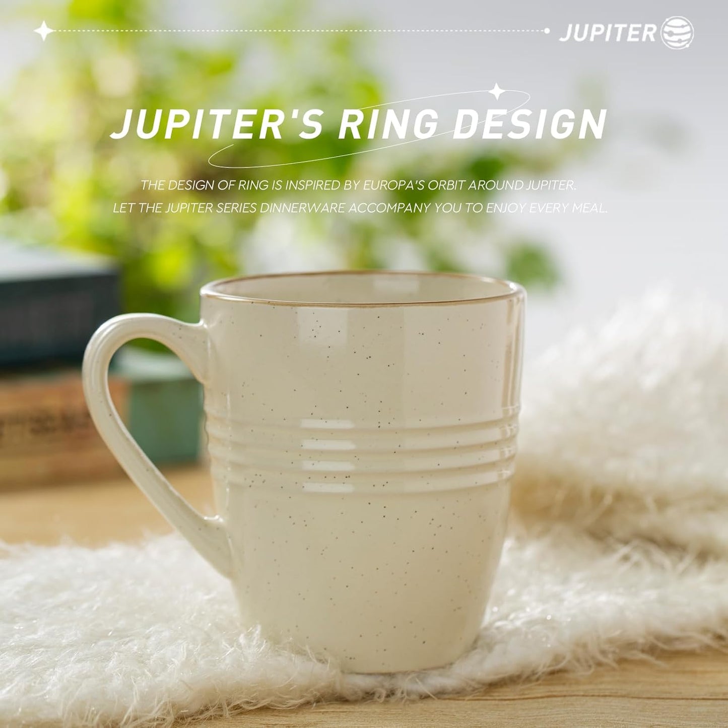 famiware Jupiter Coffee Mugs Set of 4, 14 OZ Coffee Mug, Microwave and Dishwasher Safe, Coffee Cups with Handle for Coffee, Tea, Cocoa, Milk, Vanilla White