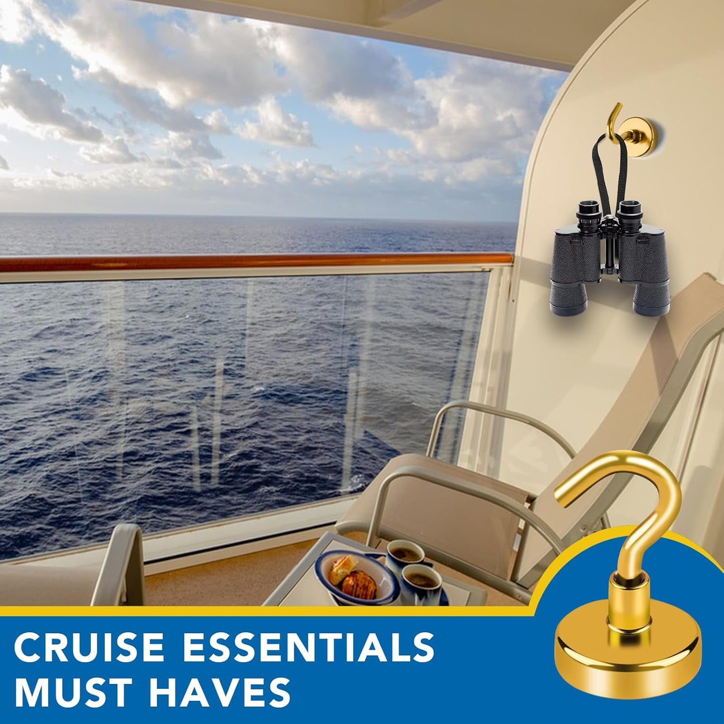 LOVIMAG Cruise Essentials Must Haves, 40Lbs Yellow Magnets, Strong Magnetic Hooks for Hanging, 6 Pack