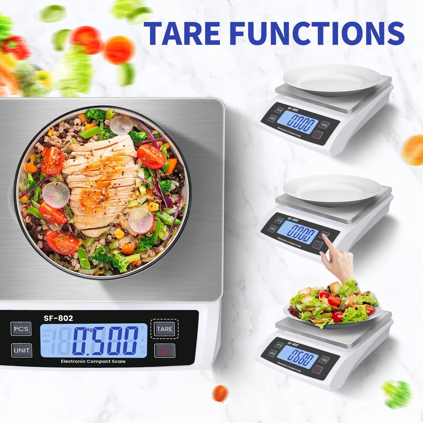 Large Digital Kitchen Scale 30kg/66lb Food Scale for Baking Cooking Stainless Bread Scale with LCD Display Counting Scales for Coins Adapter Included(Stainless White)