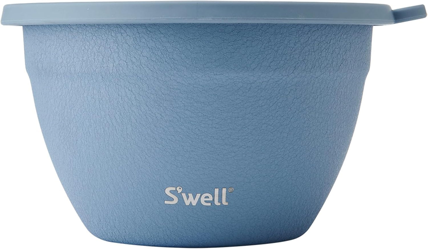 S'well Stainless Steel Salad Bowl Kit 64oz, Desert Sky, Comes with 2oz Mini Canister and Removable Tray for Organization, Leakproof, Easy to Clean, Dishwasher Safe