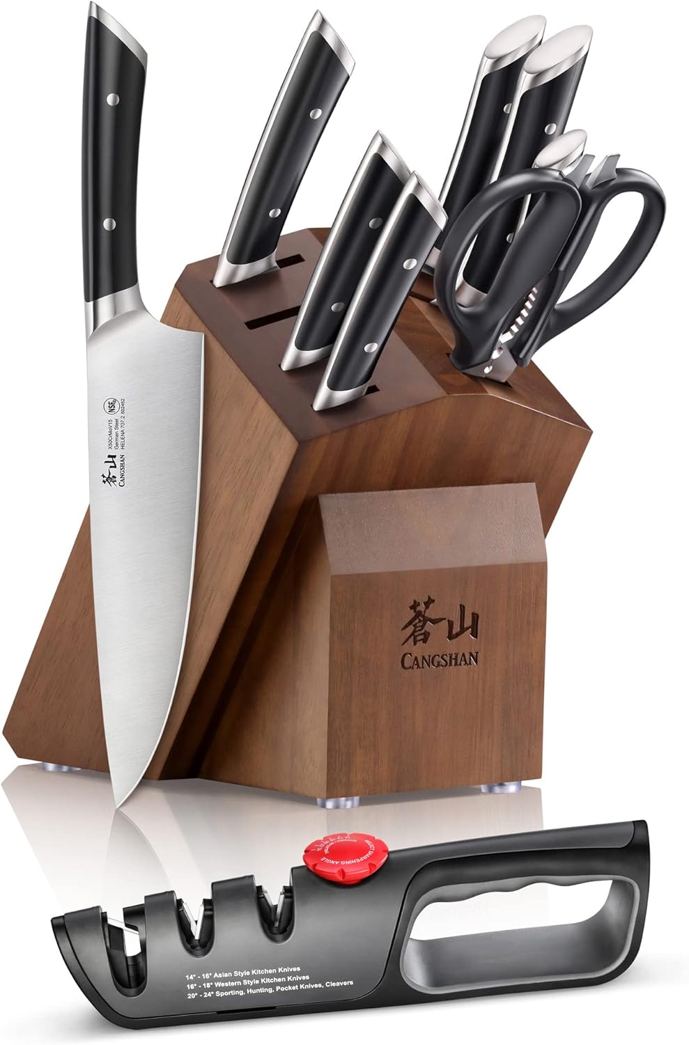 Cangshan HELENA Series German Steel Forged Knife Block Set (10-Piece, Black)
