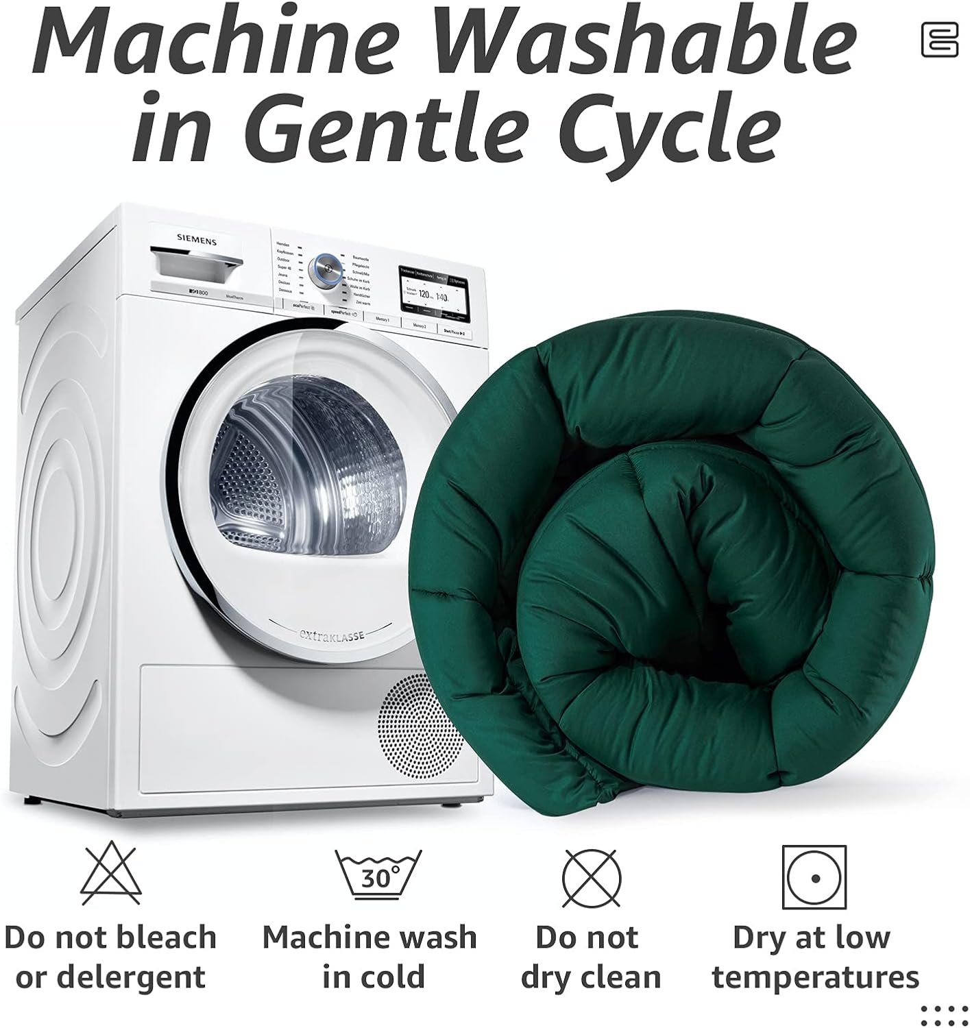 HYLEORY All Season Full Size Bed Comforter - Cooling Down Alternative Quilted Duvet Insert with Corner Tabs - Winter Warm - Machine Washable - Emerald Green