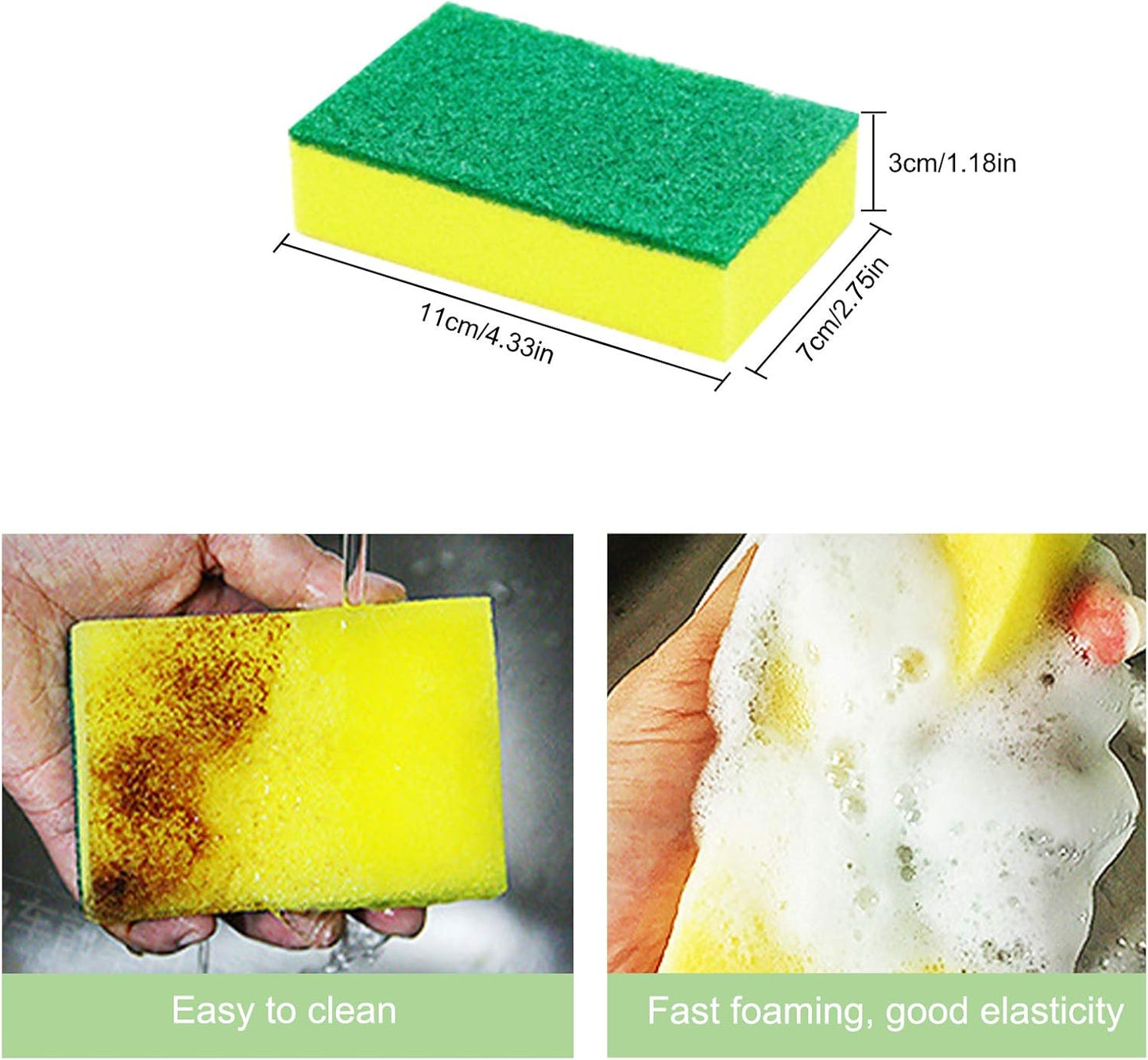 30 Pack Sponge Individually Wrapped, Non Scratch Scrouing Sponges for Household Cleaning, Dishes, Kitchen, Apartment, Car, Bike