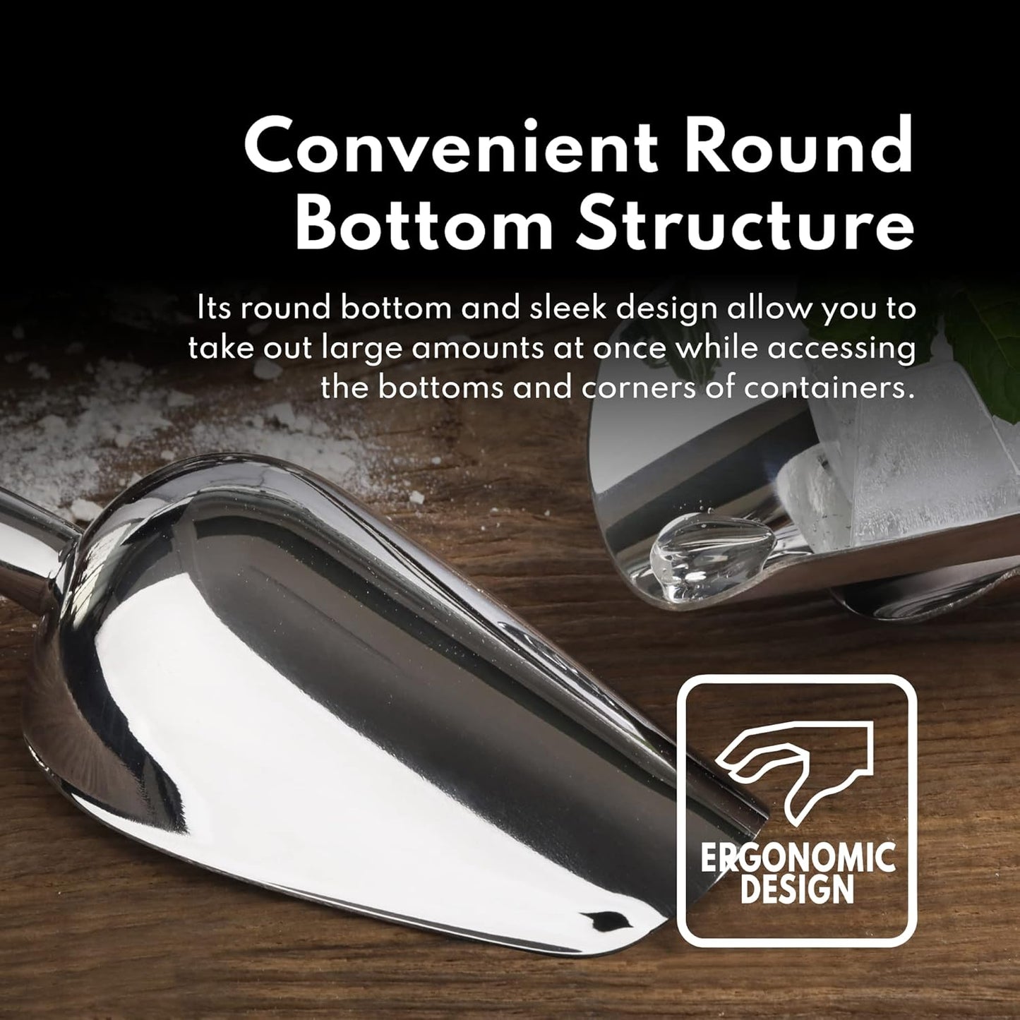 New Star Foodservice 1028546 Stainless Steel Bar Ice Flour Utility Scoop, 36-Ounce