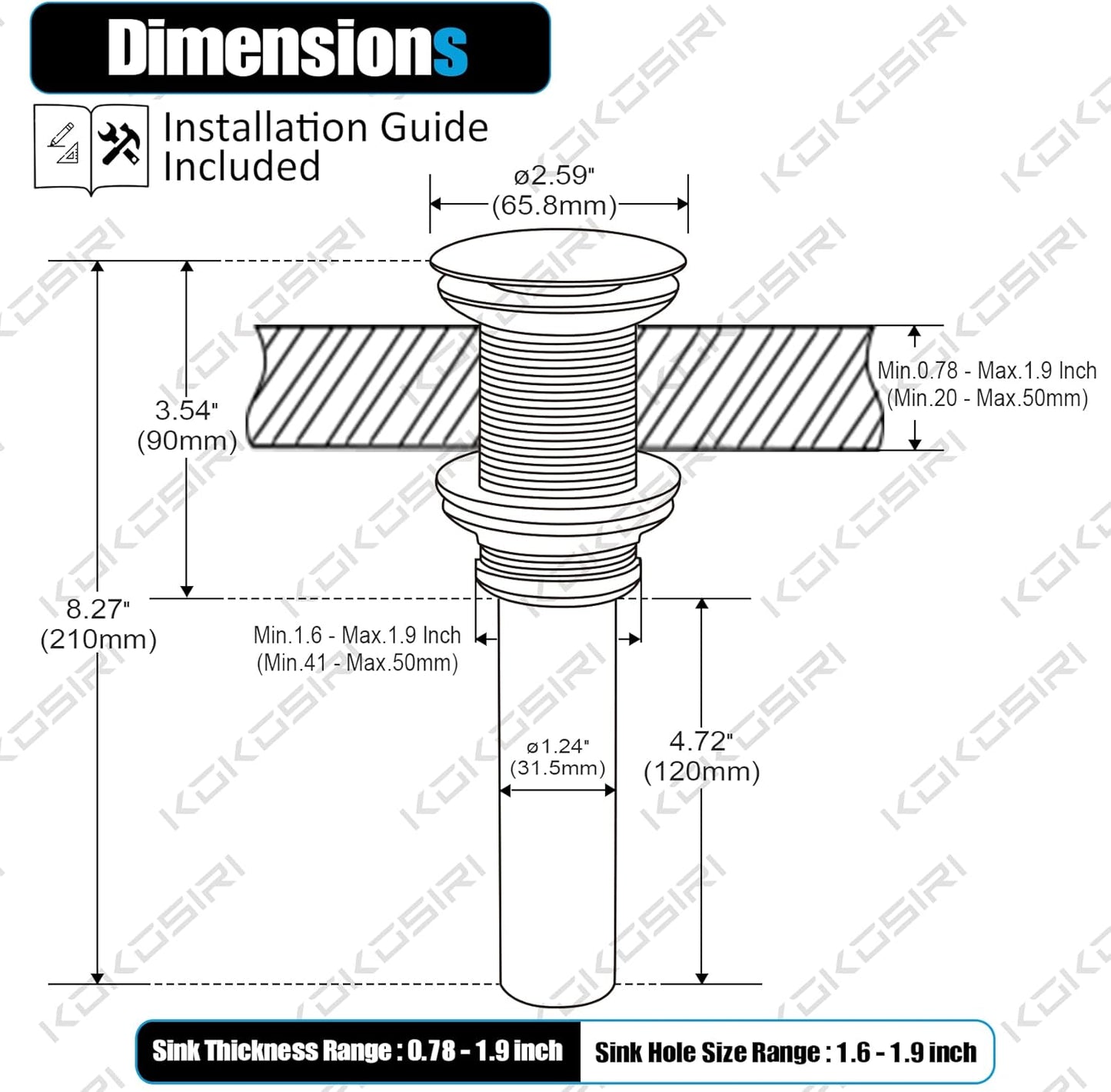 KOKOSIRI Pop Up Sink Drain with Strainer Basket, Brushed Nickel Bathroom Sink Drain with Detachable Hair Catcher Anti Clogging for Vanity Vessel Sink Without Overflow, C1002BR