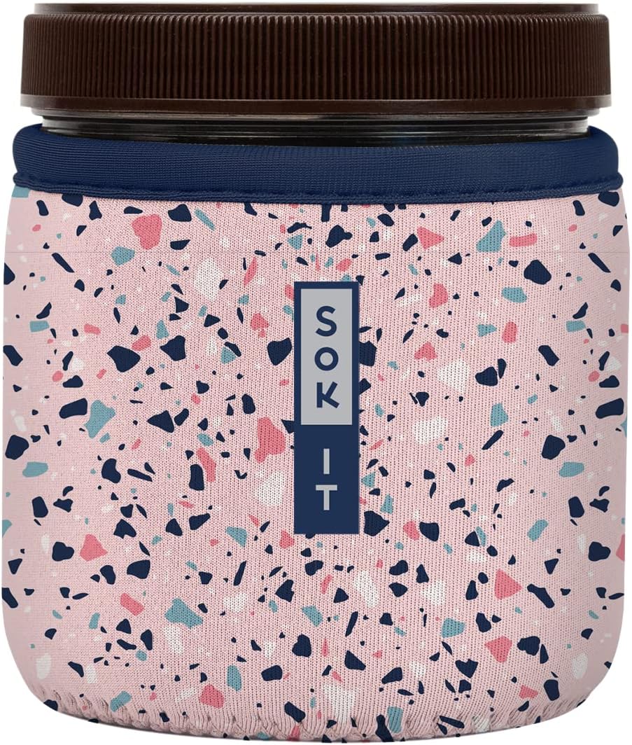 Sok It IceCreamSok Insulated Neoprene Cover (Pink Terrazzo, Straight Ice Cream Pints)