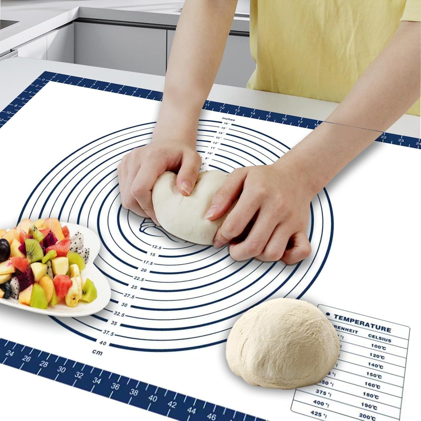 Dough Mat Silicone Baking Mats for Rolling Pastry Kneading Sheet Sourdough Bread Baking Supplies Blue