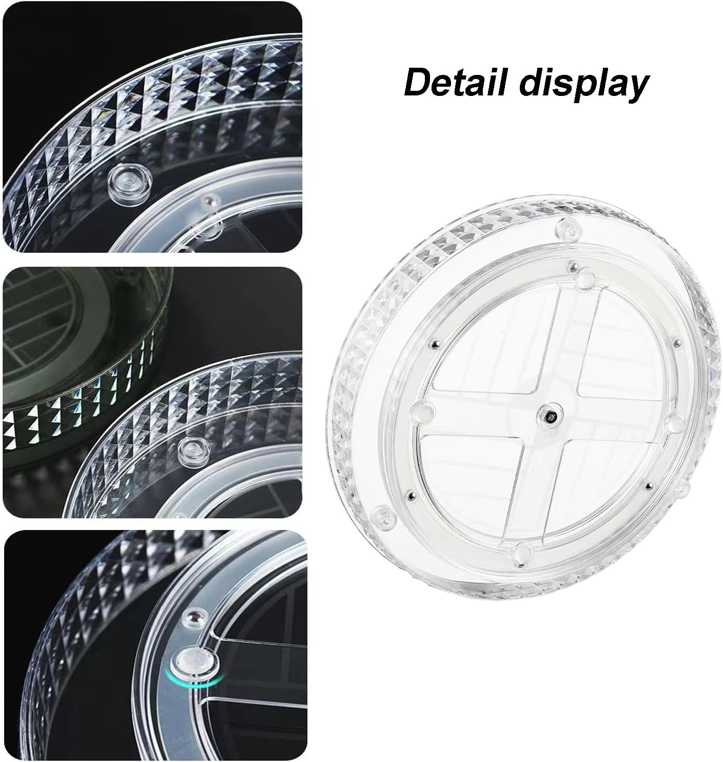 2-Tier Diamond Pattern Lazy Susan Turntable, Green, Clear, Compact Storage Organizer for Kitchen, Bathroom, Sace Saver (Diamond Clear, 9.25inch 2 Pack)