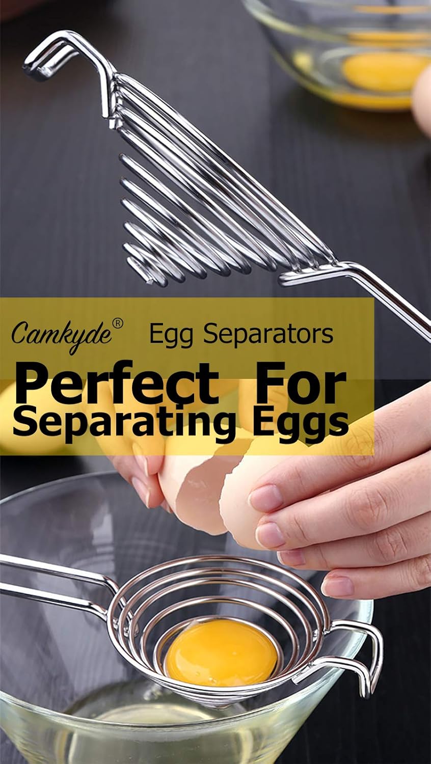 CAMKYDE Egg Separator Food Grade Stainless Steel Egg Yolk White Separation Tool (Blue)