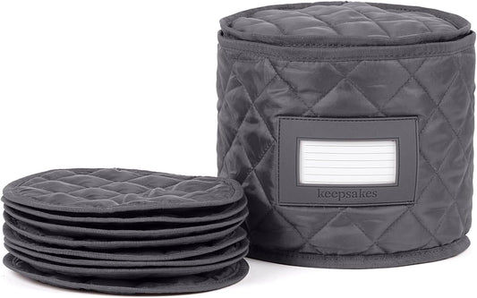 Covermates Keepsakes - Dish Storage - Padded Protection - ID Window - Stain Resistant - Machine Washable - China Storage, Slate