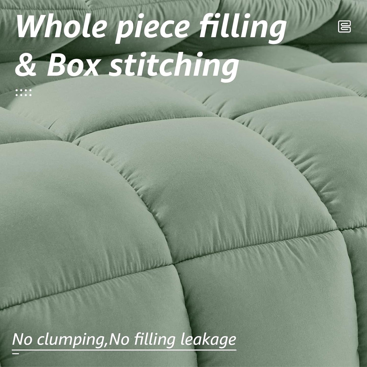 HYLEORY All Season King Size Bed Comforter - Cooling Down Alternative Quilted Duvet Insert with Corner Tabs - Winter Warm - Machine Washable - Sage Green