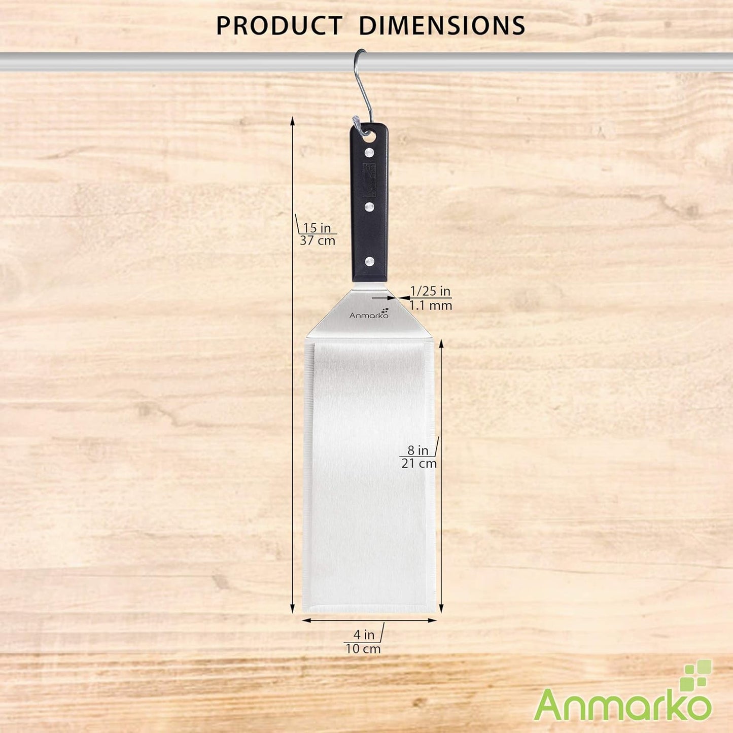 Turner 4x8 Stainless Steel Metal Griddle Spatula - Griddle Accessories 4 x 8 in Hamburger Turner Scraper - Pancake Flipper - Great for BBQ Grill and Flat Top Griddle - Commercial Grade