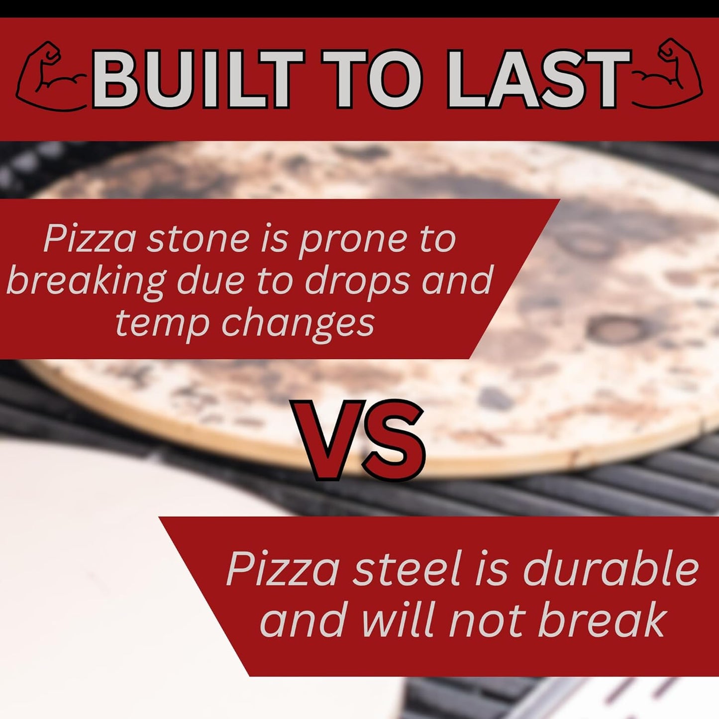 14" by 14" Pizza Steel (3/16" Standard Thickness) - Multipurpose Cooking Steel for Ovens & Grills - Made in the USA