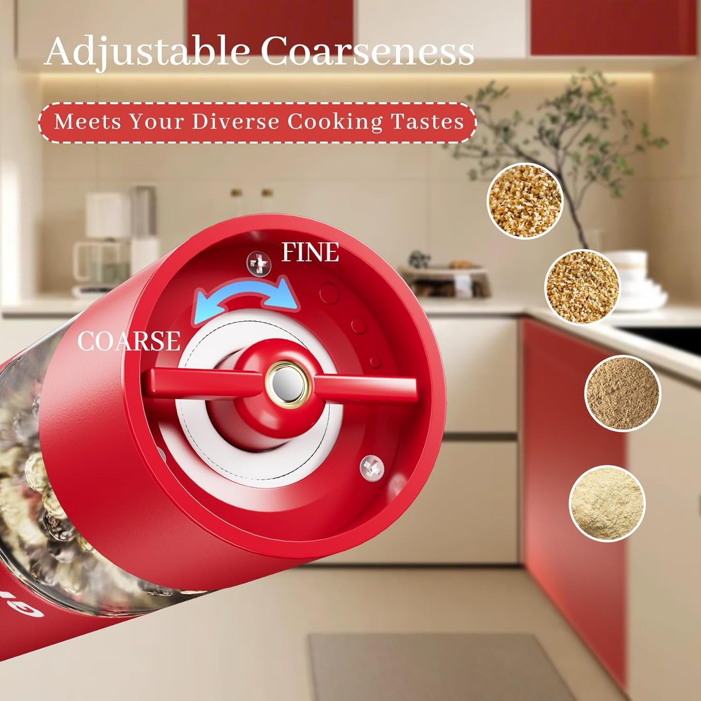 Electric Salt and Pepper Grinder Set - Salt and Pepper Shakers, Automatic Pepper Mill with Adjustable Coarseness, One Hand Operation. Christmas/New Home Gift