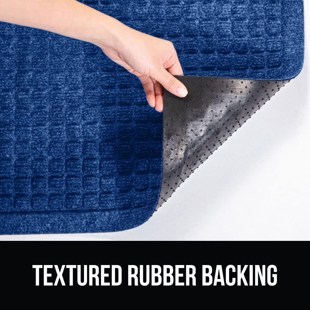 GORILLA GRIP Front Door Mat, 47x35, Indoor Outdoor Ultra Absorbent HydroAbsorb Doormat, Absorbs Up to 6 Cups of Water, Stain and Fade Resistant, Rubber Backing Doormats, Captures Dirt, Blue