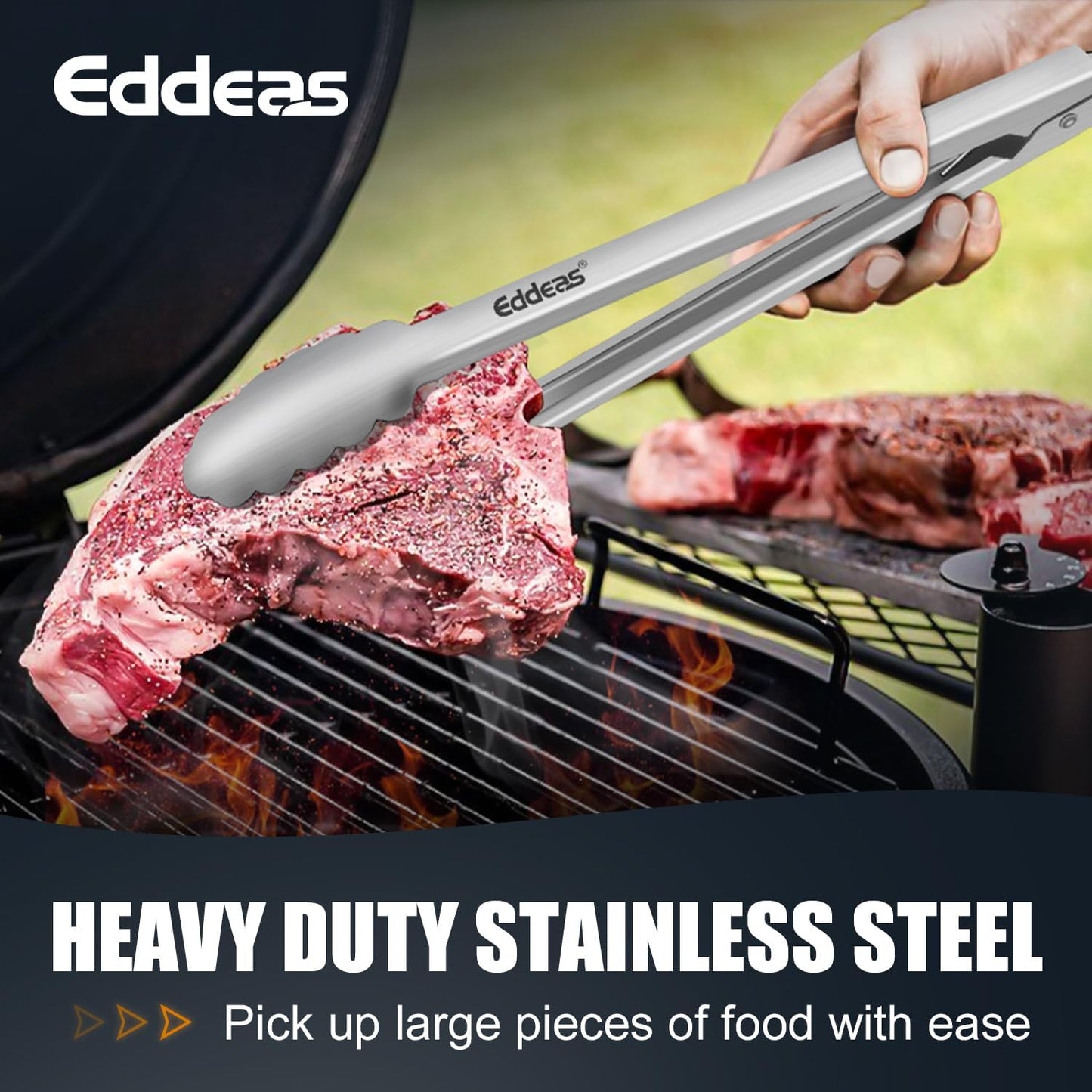 2PCS 9inch Tongs for Cooking - Heat Resistant 600 Degree Kitchen Tongs, Heavy Duty All Metal Food Tongs, Stainless Steel and Non-Slip handle, Salad, Grilling, Barbecue, Dishwasher safe