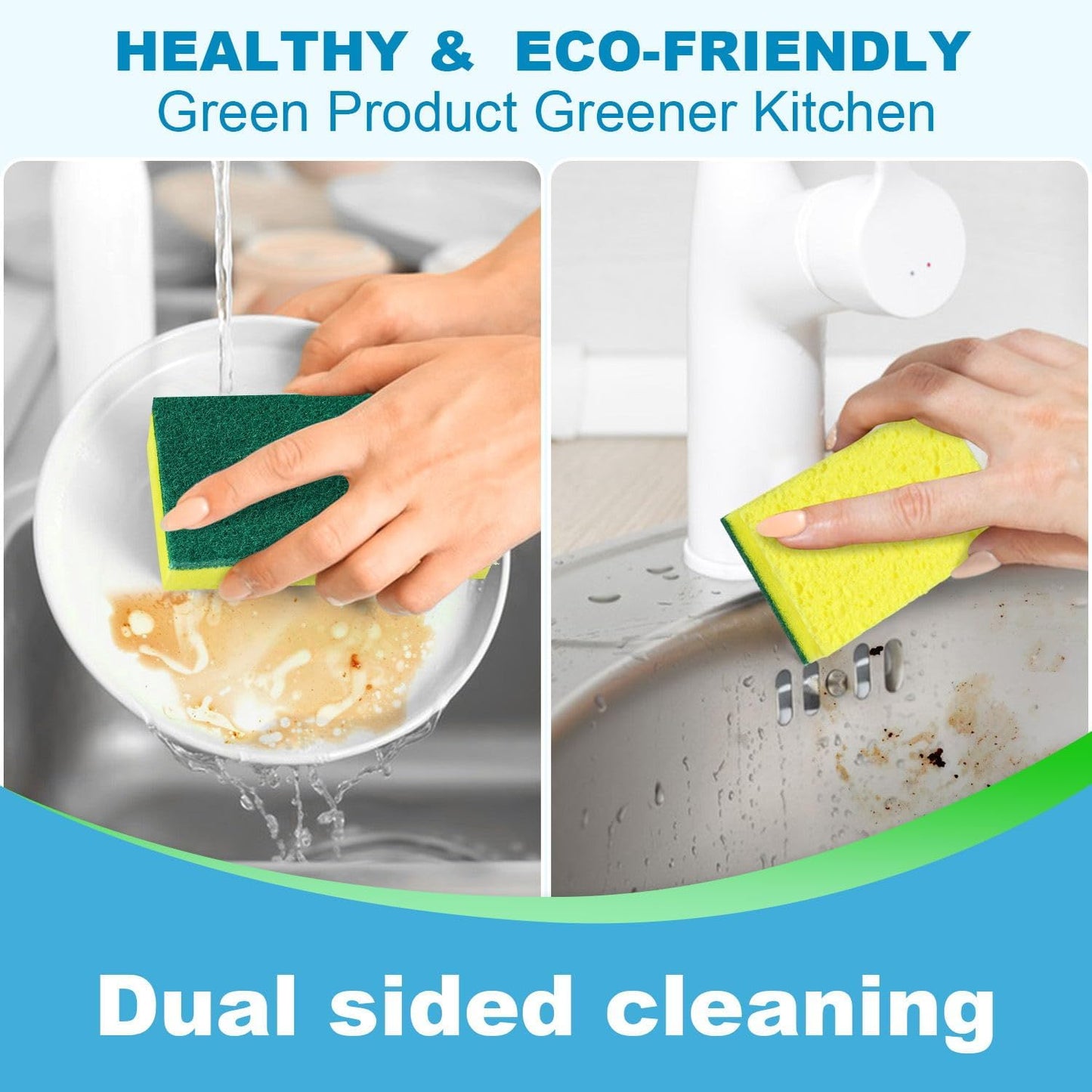 24 Pack Multi-Purpose Sponge Pads,Heavy Duty Scrub Sponges Effective Clean The Surface Stains,Can Be Used to Clean Kitchen,Pots,Bowls,Bathrooms,Tiles,Bathtubs,Walls a Good Helper for Home Cleaning