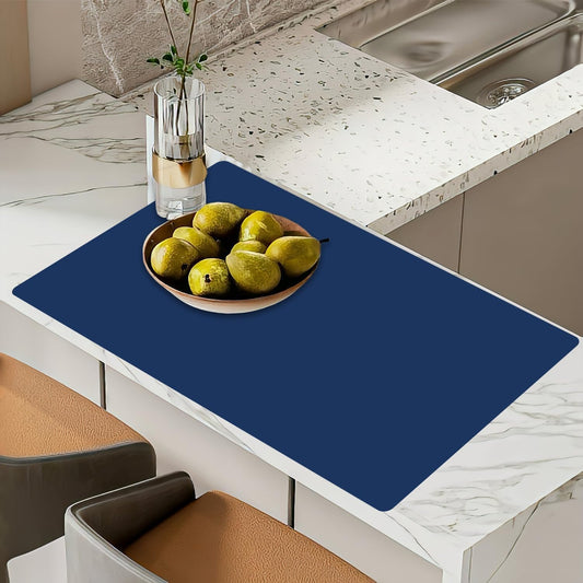 2MM Super Thick Large Silicone Mat, 31.5"x23.6"(80cmx60cm) Non-Slip Heat Resistant, Thicken Kitchen Counter Mats, Waterproof Countertop Protector for Craft (Deep Blue)