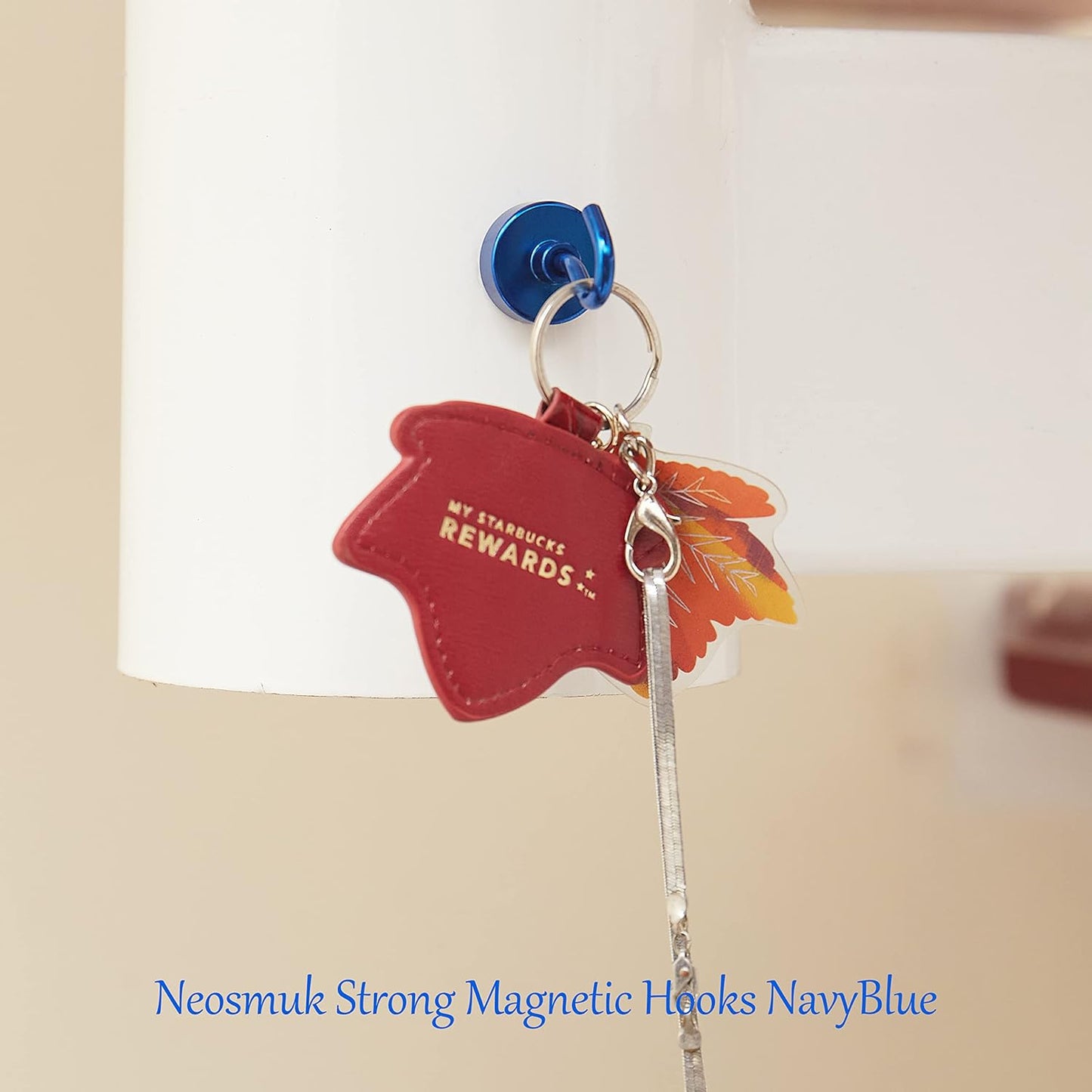 Neosmuk Magnetic Hooks, Heavy Duty Earth Magnets with Hook for Refrigerator, Extra Strong Cruise Hook for Hanging, Magnetic Hanger for Cabins, Grill (Navyblue, Pack of 10)