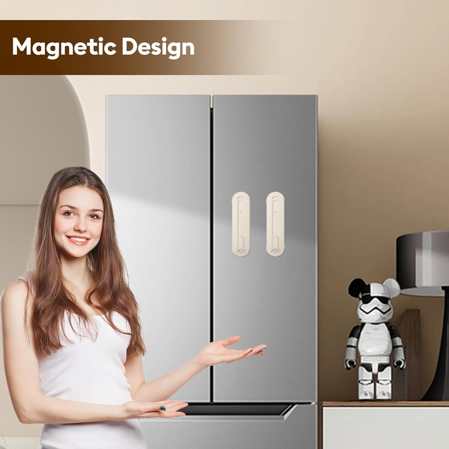 MOJOHAND Bread lame for Dough, Magnetic & Reusable Bread Lame Dough Scoring Tool, Anti-Slip Handle with Long Retractable Razor blades, Sourdough Scoring tool for Bread Making(Off-white)