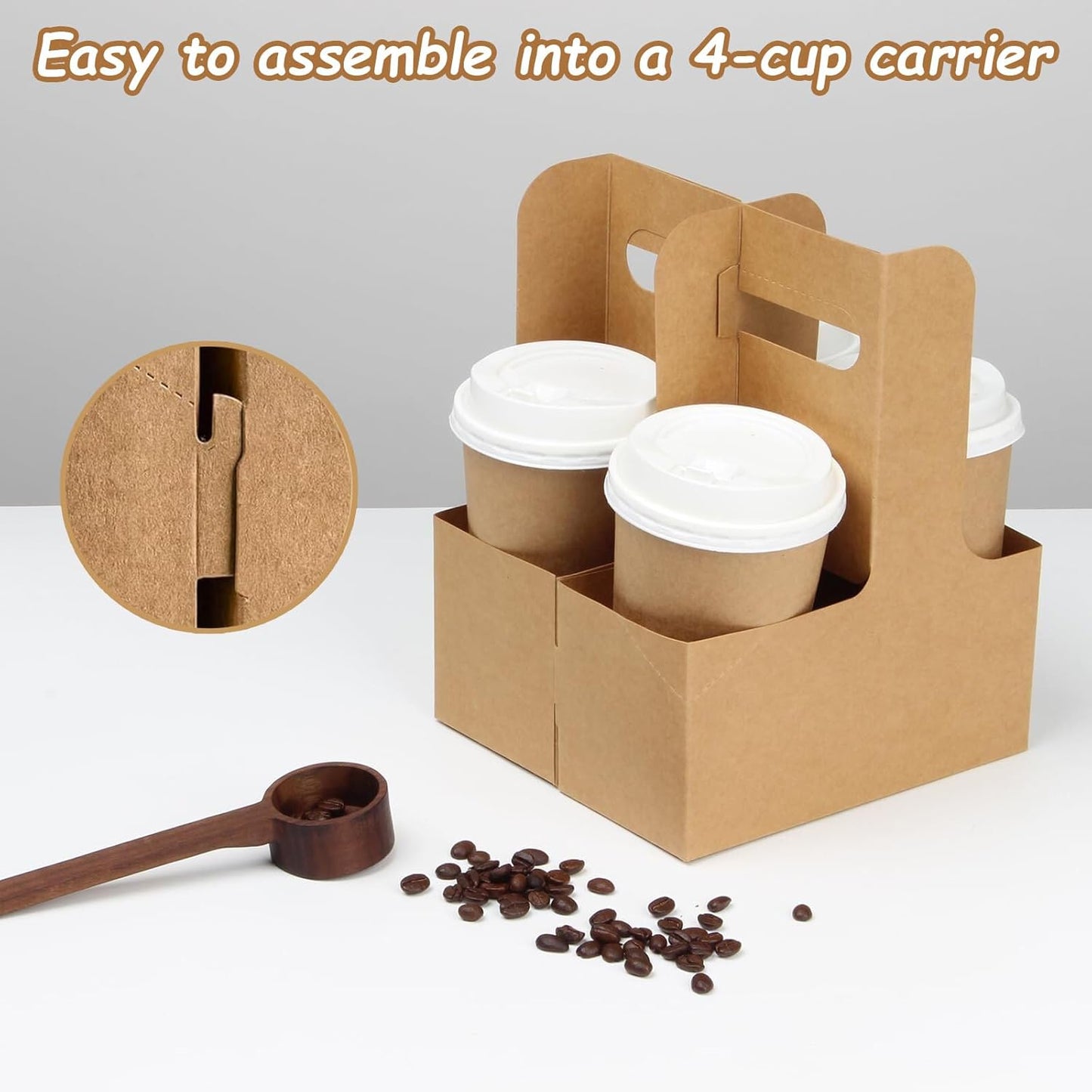 30 Pack 2 Cup Disposable Drink Carrier with Handle Paperboard Coffee Cup Holder Portable for Hot Cold Drinks Food Delivery Services with Heart Card for Teacher Appreciation Week Mother's Day