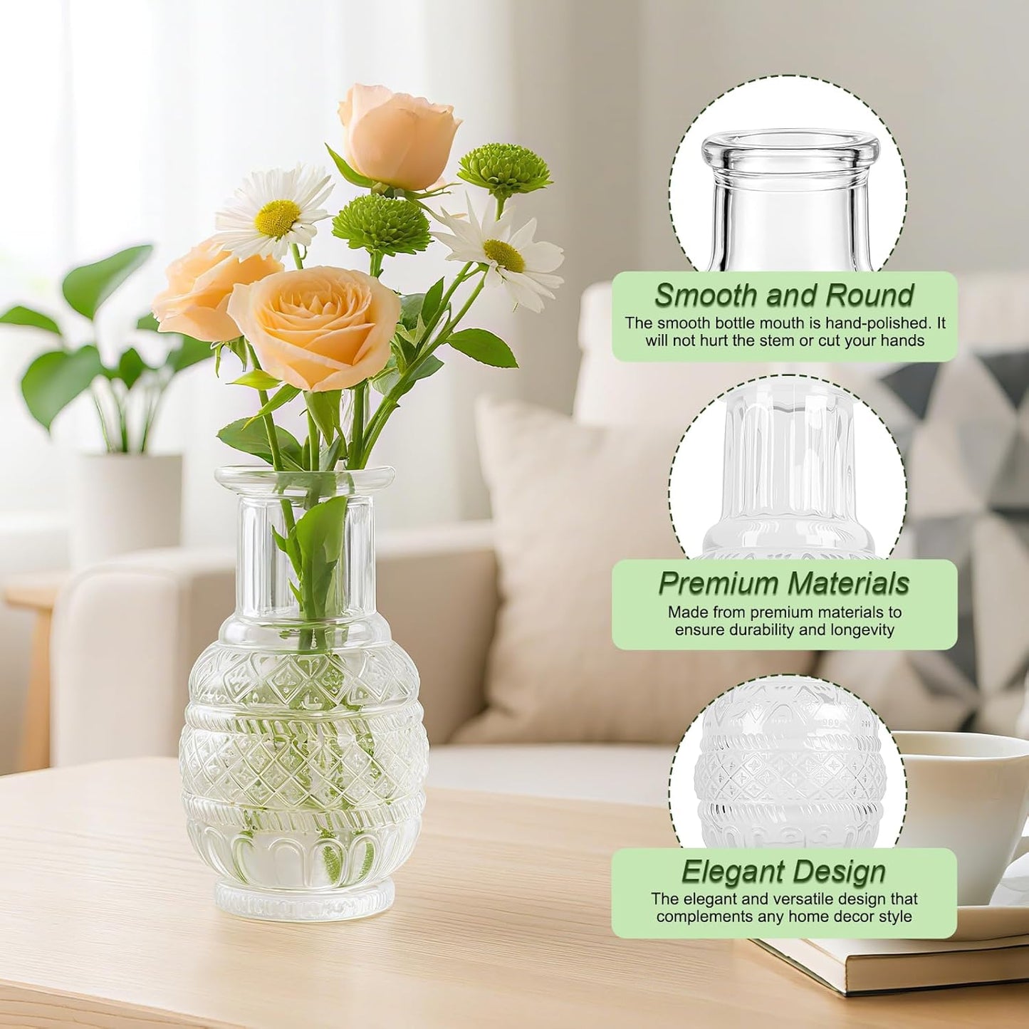 Glass Bud Vase Set of 16 Pcs, Small Clear Bud Vases for Flowers, Vintage Vases for Centerpiece Table Wedding Decorations Home Decor Glass Bottles for Birthday Party Anniversary