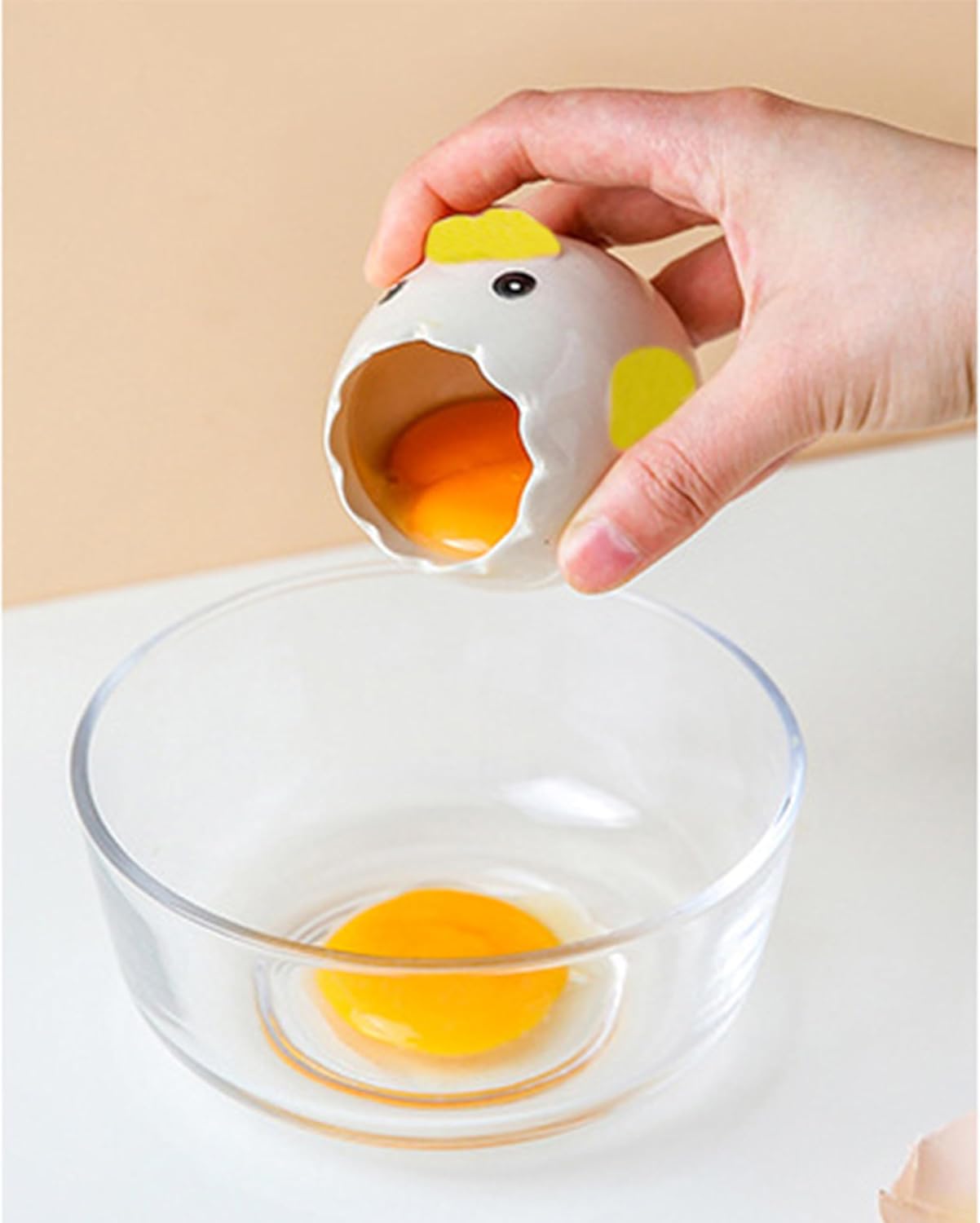 Cartoon egg separator, ceramic cute egg yolk separator, mini egg white and yolk filter, kitchen gadget baking aid
