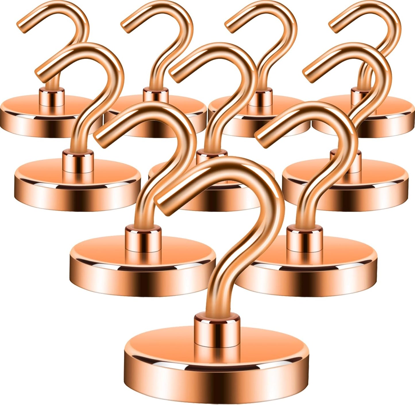 Neosmuk Magnetic Hooks Heavy Duty,Strong Magnet with Hook for Fridge, Super Neodymium Extra Strength Industrial Hooks for Hanging, Magnetic Hanger for Toolbox, Cruise, Grill(Bronze,10 Pack)