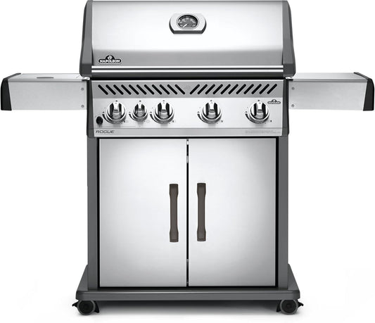 Napoleon Rogue 525 Natural Gas Grill with Range Side Burner, Stainless Steel, Durable 4-Burner Cooking