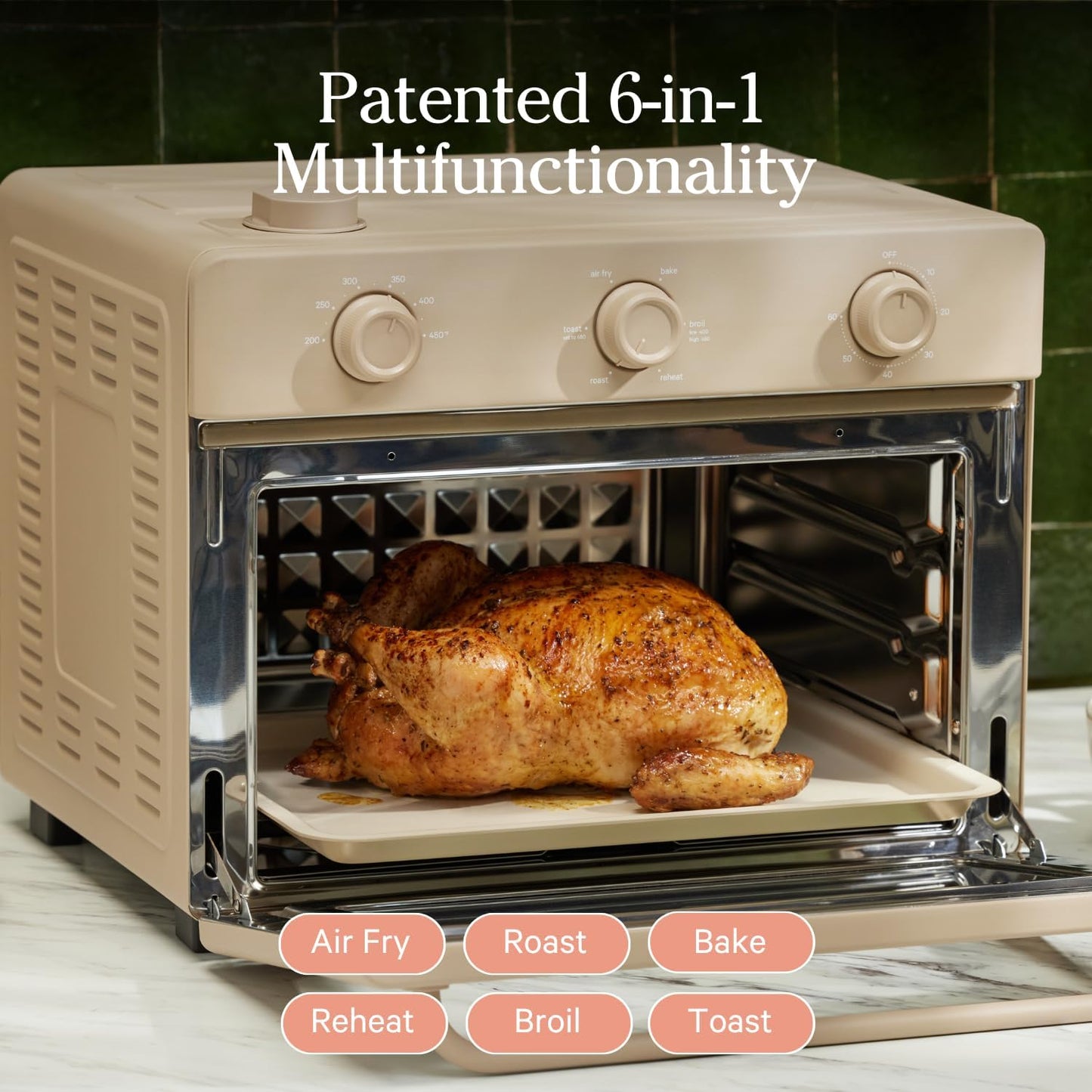 Our Place Large Wonder Oven | 6-In-1 Toxin-Free Air Fryer & Toaster with Steam Infusion | Family-Sized 32QT, 1700W Countertop Design | Includes Bake Tray, Fryer Basket, Large Racks | Steam