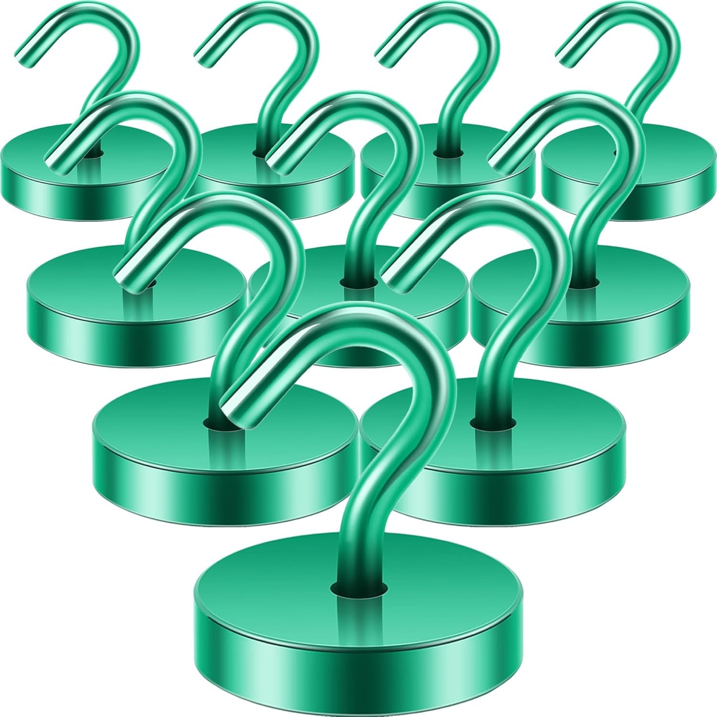 Neosmuk Magnetic Hooks, Cruise Ship Essentials, 120lb+ Heavy Duty Magnetic Hooks for Cruise Cabins, Refrigerator, Grill, Hanging, and Travel | Extra Strong Must-Haves Magnet Hook,Green, Pack of 10