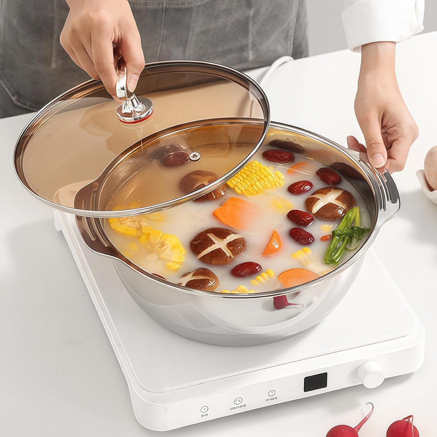 Versatile 3.5 Quart Kitchen Colander Set with Handle, Micro-Perforated Strainer for Pasta, Rice, Vegetables, Fruits, Heated 18/10 Stainless Steel Mixing Bowl for Salad, Cooking, Baking