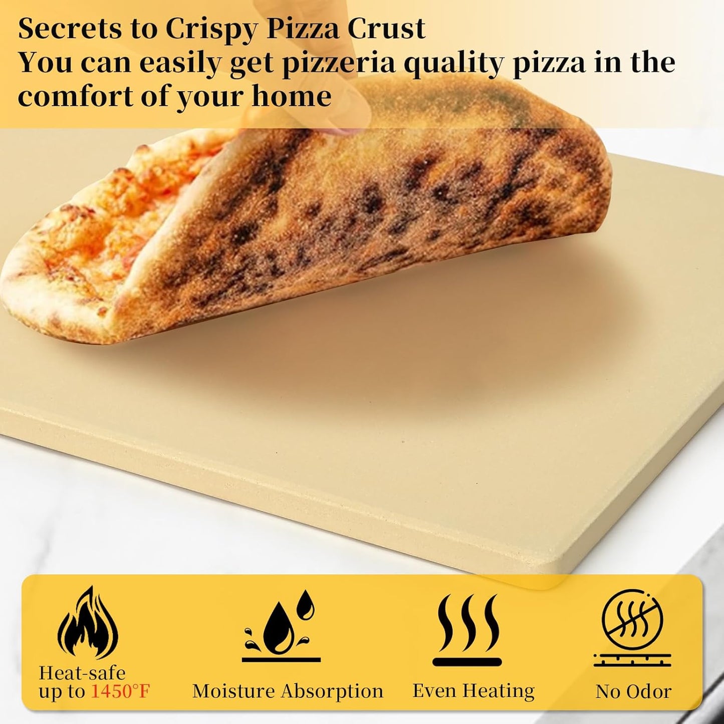 tonchean Extra Large Pizza Stone for Oven and Grill 23.6'' x 15.7'' Rectangular Pizza Stone Heavy Duty Bread Pizza Pan, Ideal for Baking Large or 2 Personal Pizzas