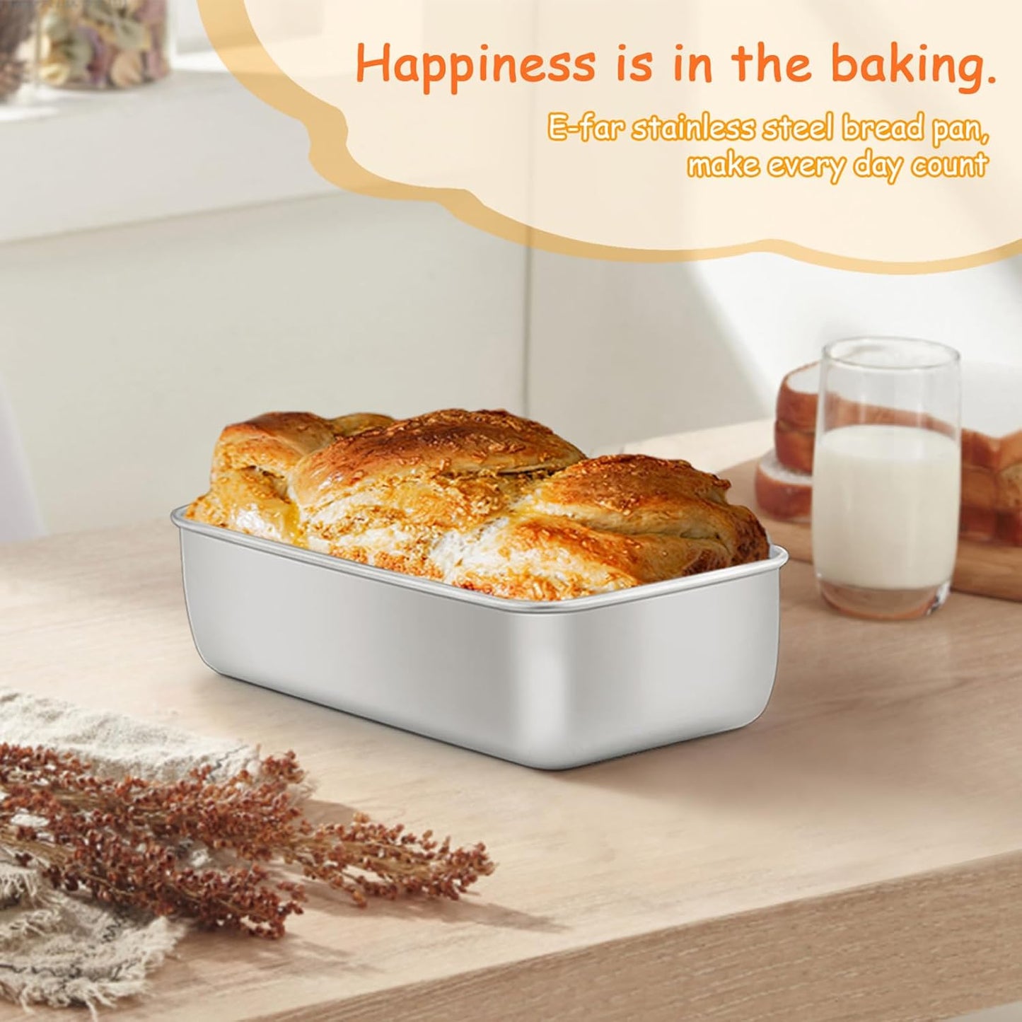 E-far Bread Pans for Homemade Bread, 14 Pack 9 x5 Inch Stainless Steel Loaf Pans, Rectangle Metal Bakeware for Baking Banana Loaf Meatloaf Brownies, Healthy & Non Toxic, Easy Release & Dishwasher Safe