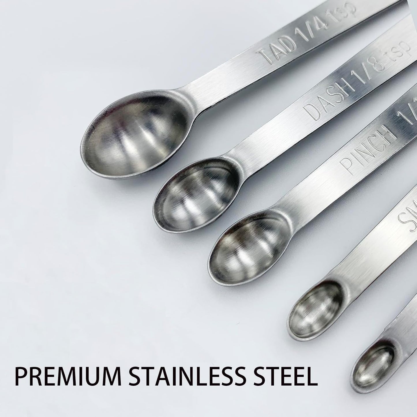 Stainless Steel Mini Measuring Spoons Set of 5 – Precise Teaspoon Measuring Tools 1/64, 1/32, 1/16, 1/8, 1/4 Tsp – Small Spice Measuring Spoons with Silicone Grip Handles & Storage Ring
