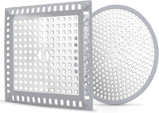 Makerfire 2PCS Shower Drain Hair Catcher, 4.72'', Flat Shower Drain Cover/Filter, Bathroom/Kitchen Sink Drain Strainer, Stainless Steel and Silicone