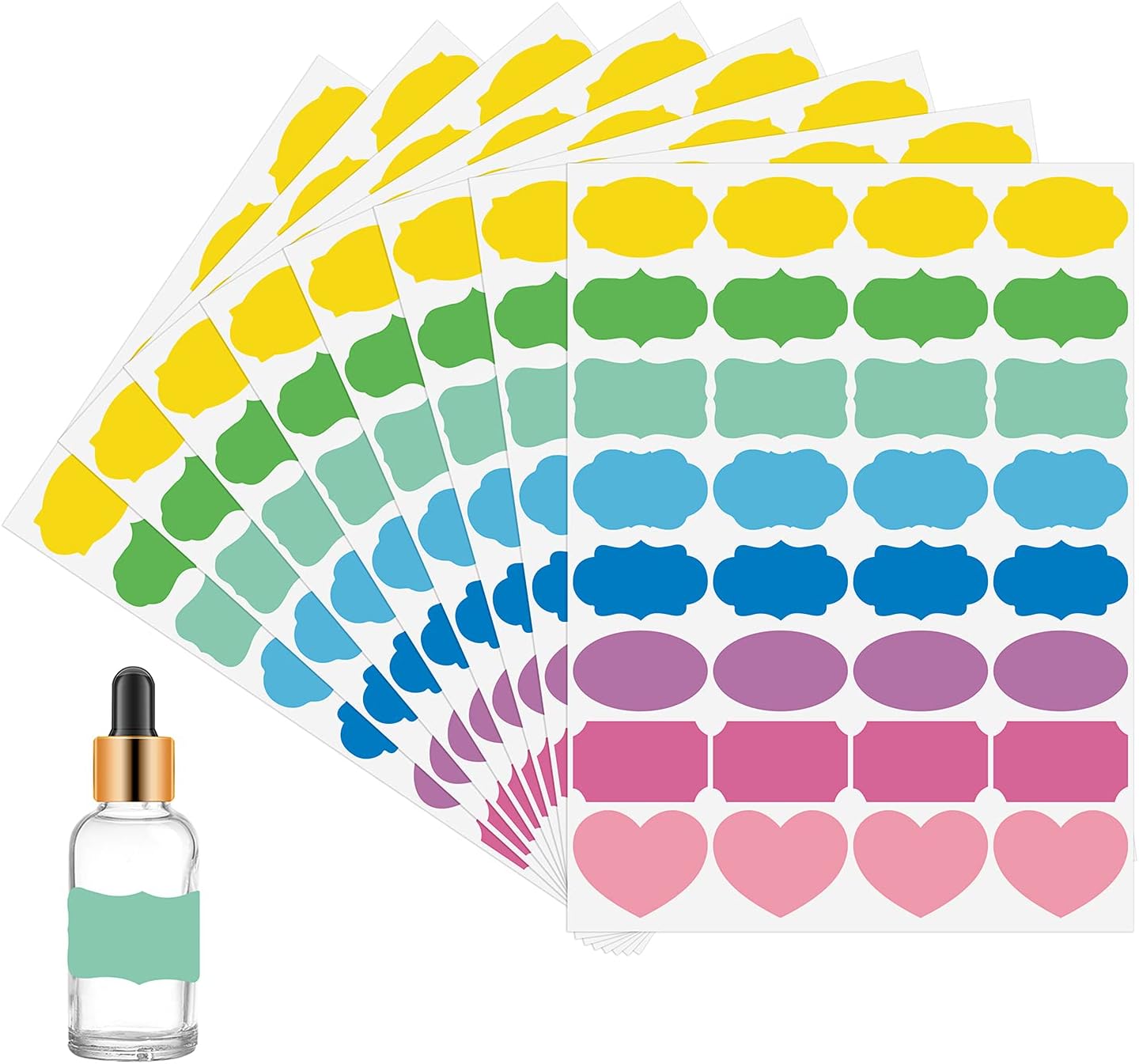 Wisdompro 256 Pcs Colored Label Stickers, Self Adhesive Gift Tag Stickers Blank Write on Labels for Essential Oil Bottles, Jars and Food Containers - 2 x 1.2 inch