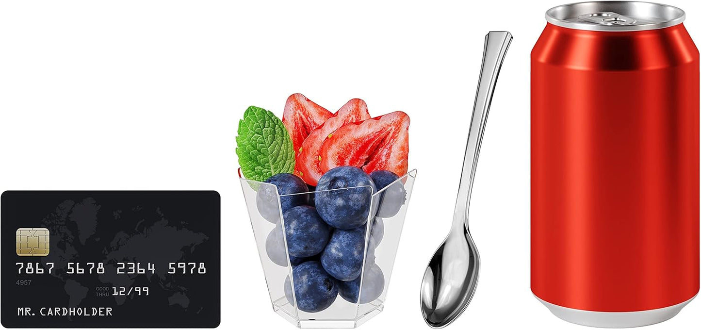 Mini Dessert Spoons - Bulk Pack of 200 Mini Silver Disposable Spoons - 4 Inch Plastic - Bpa Free - Food Safe