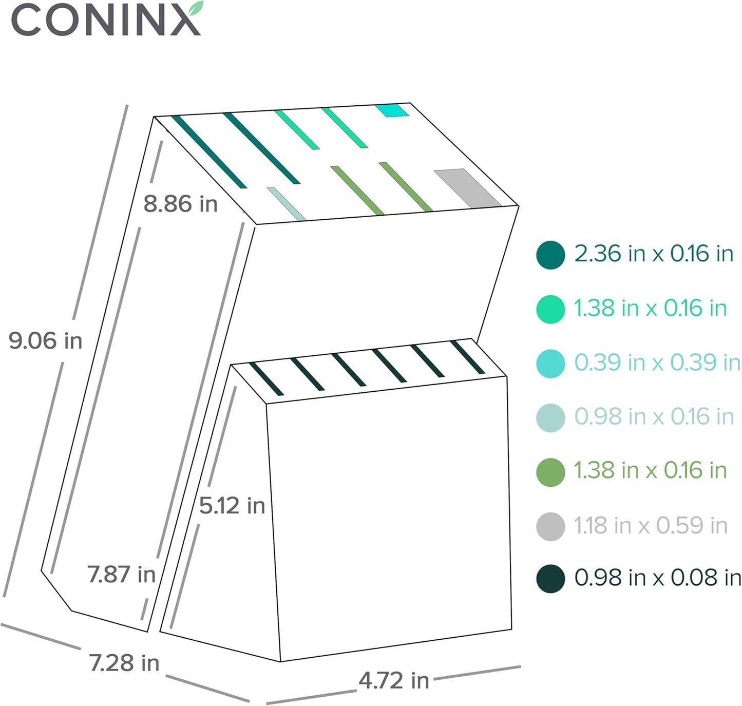 Coninx Rubber Wood Kitchen Knife Block - 15 Slots Knife Holder - Professional Quality Wood Knife Organizer - Secure Knife Stand To Keep Knives Neat & Sharp - Knife Blocks for Kitchen Knife Storage