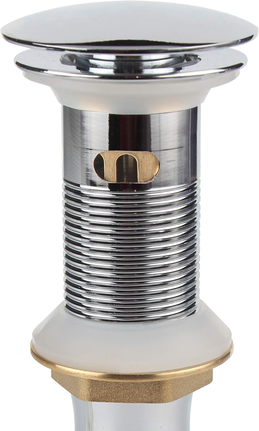 Pop Up Sink Drain with Overflow, Bathroom Faucet Vessel Vanity Sink Drain with Detachable Basket Stopper, Polished Chrome