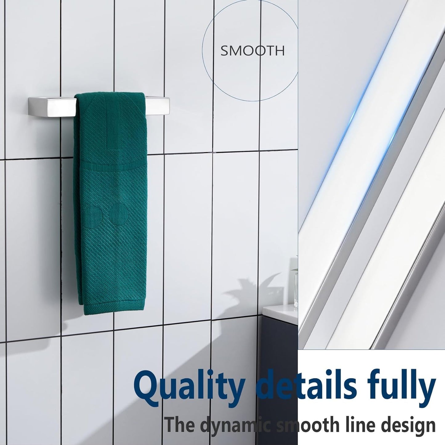 KOKOSIRI Towel Ring Chrome Hand Towel Bar Rack 9-Inch Kitchen Holder Polished Stainless Steel for Bathroom Hardware Wall Mounted, 1 Pack B4008CH-L9