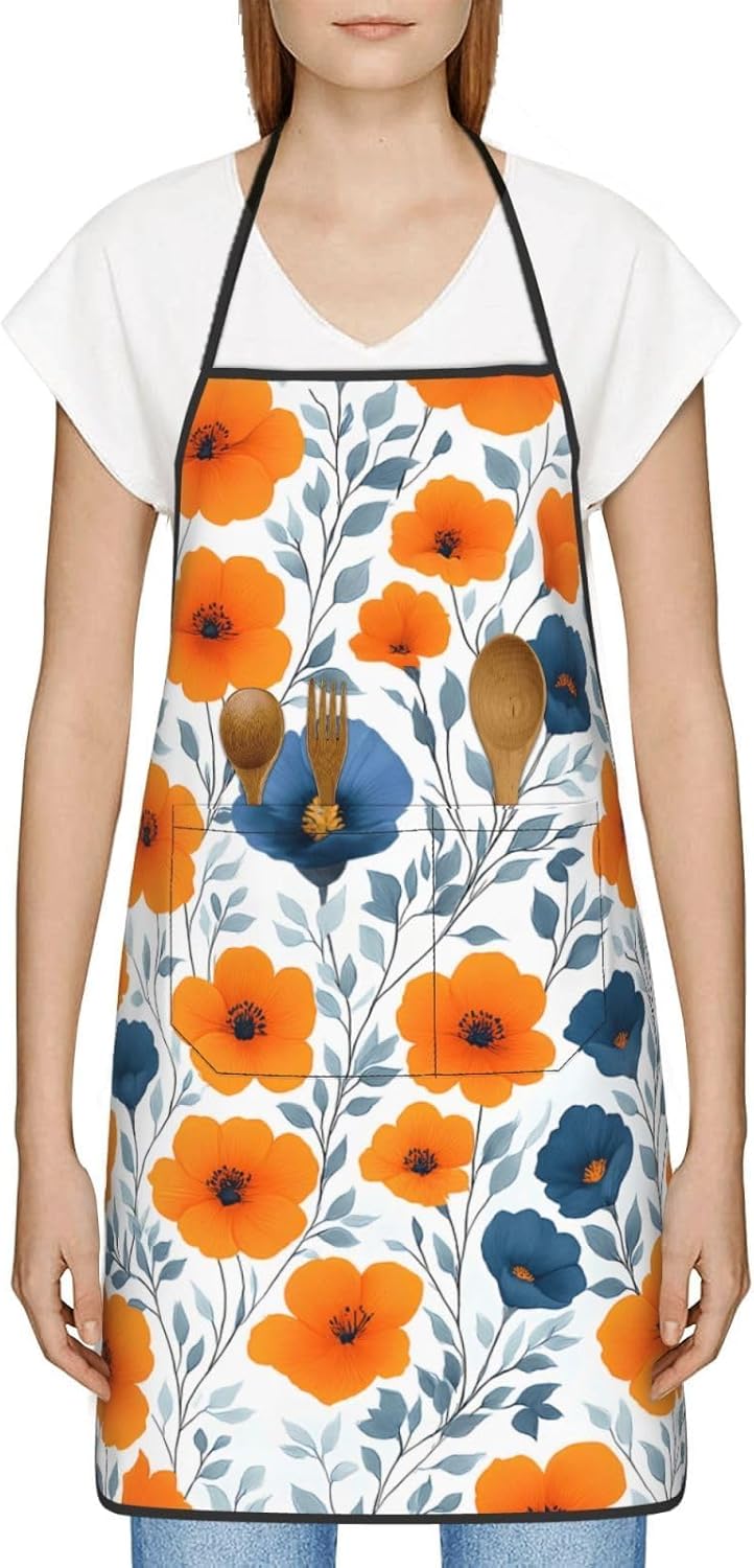 Women Men Bib Aprons Chef Cooking Aprons with Pockets for Kitchen Cooking BBQ Baking Grilling