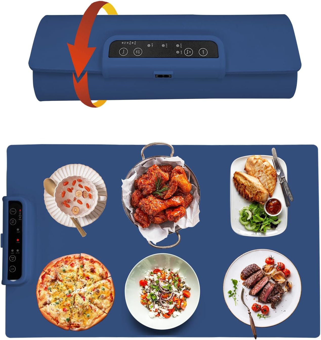 Food Warming Mat,Portable Food Warmer Full Surface Heating,Rapid Heating Electric Warming Tray for Parties|Gatherings,Warming Mat with Auto Shut Off,3 Temperature Controls,Easy to Use