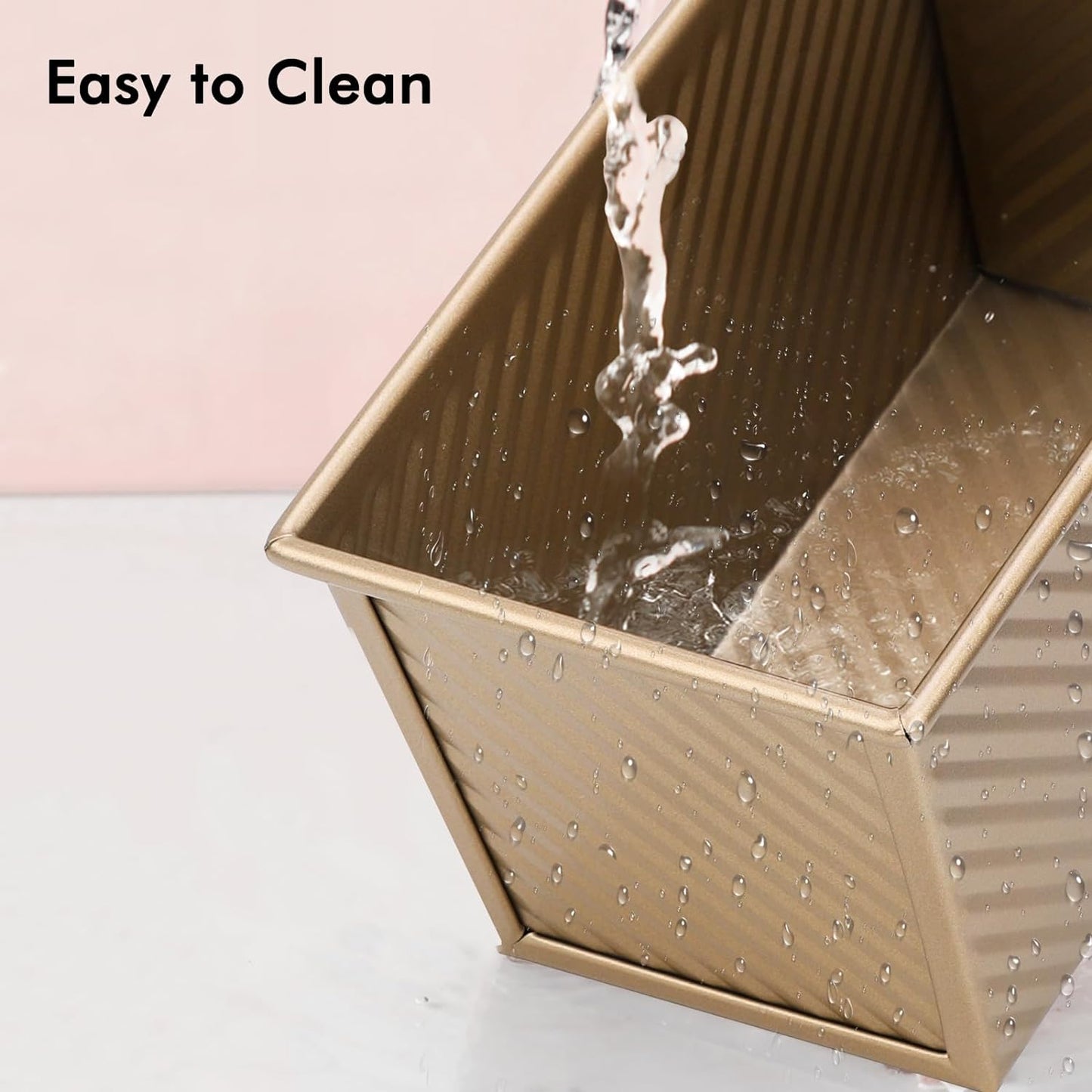 Beasea Pullman Loaf Pan 2 Pack, 1 lb Non-Stick Bread Pan with Lid Carbon Steel Gold Toast Box Mold With Cover For Bakeware Bread, Baking Tools for Oven Baking