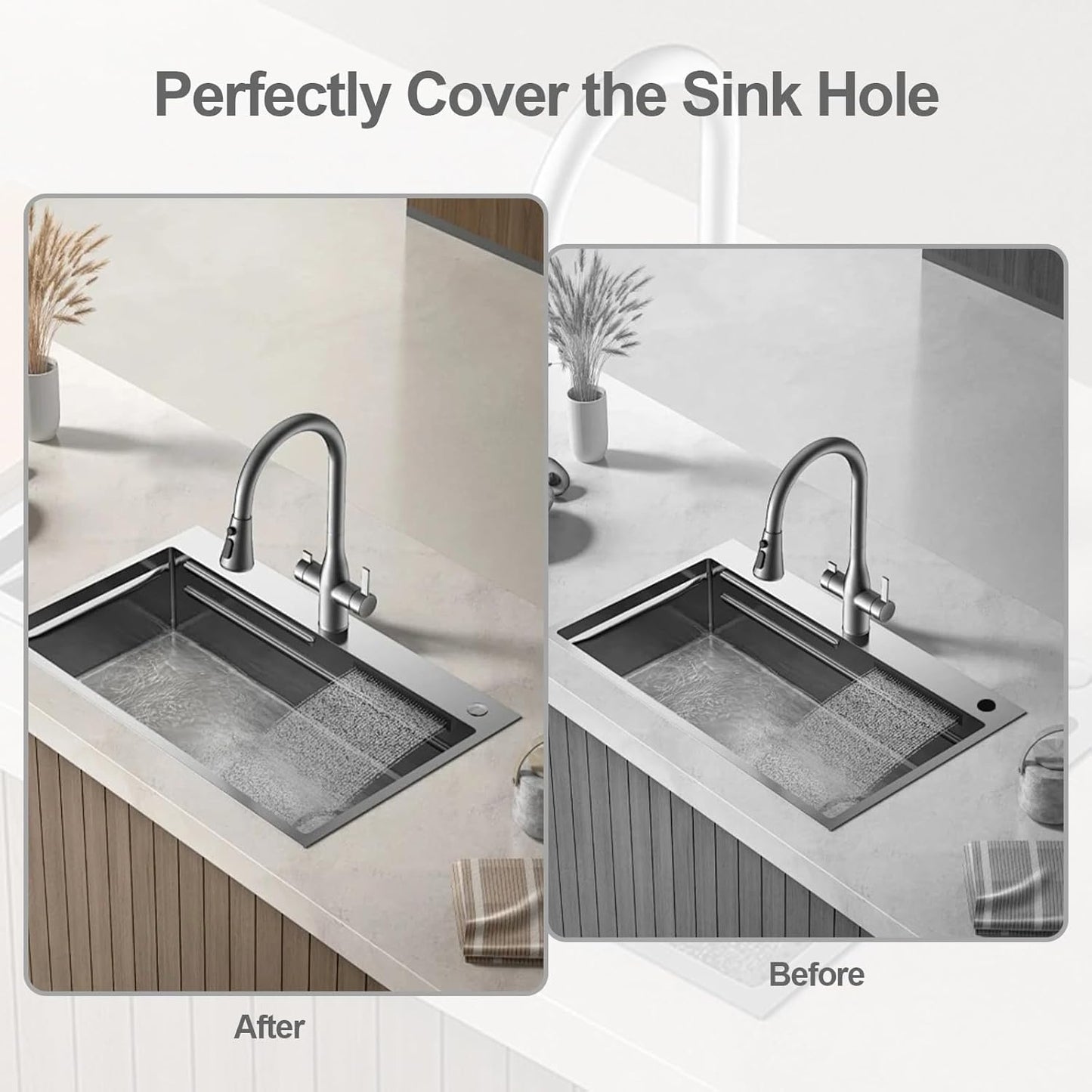 2 Pack Kitchen Sink Hole Cover Sink Hole Cover Stainless Steel Hole Plate Stopper Cover Blanking Metal Plug