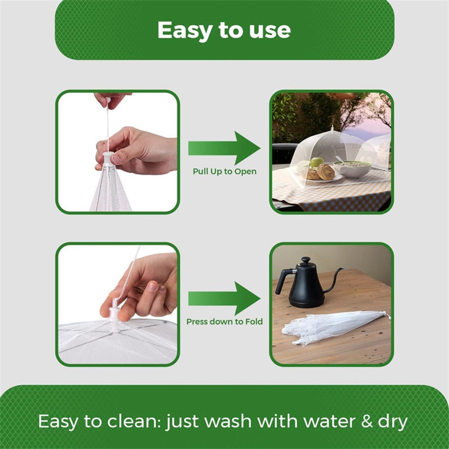 6 Pack Food Covers, Pop-Up Mesh Food Covers, Large and Tall Food Covers, Food Covers for Outside, Dish Covers for Outdoor Picnic Party BBQ (12" 14" 17")