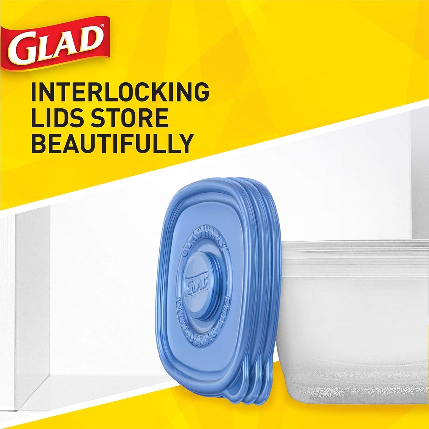 Glad GladWare Entrée Food Storage Containers, Medium Square - Meal Container Holds up to 25 Ounces of Food - Lock Tight Seal, 5 Count - 2 Pack